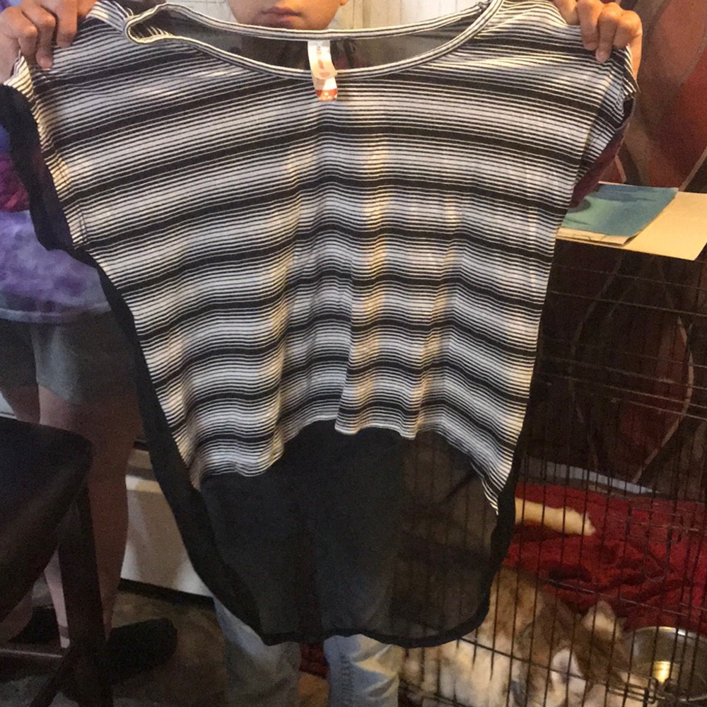 white and black shirt
